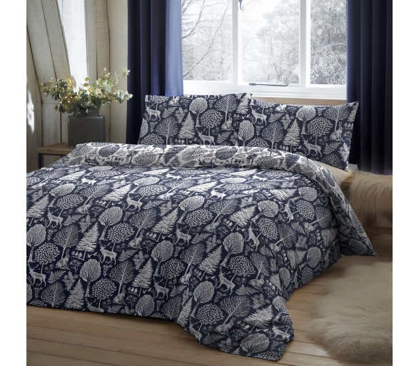 Dreams & Drapes Lodge - Winter Forest Navy