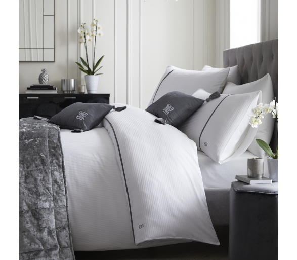 Savoy Stripe White Duvet Cover Set