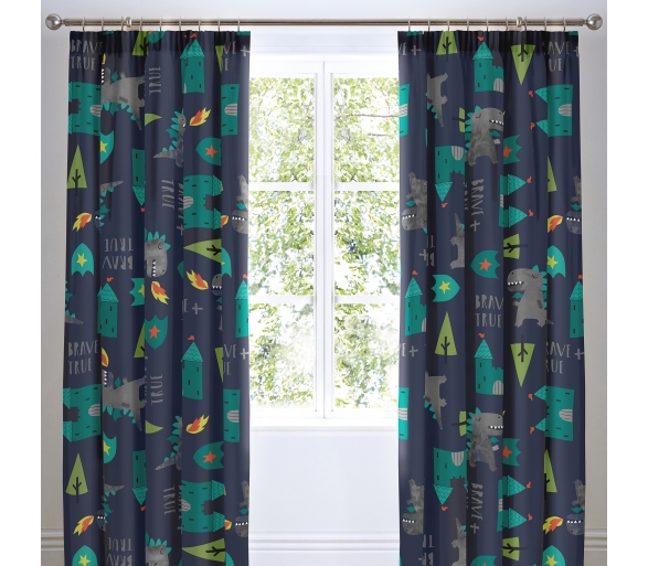 Dragon Kingdom - Pair of Pencil Pleat Curtains