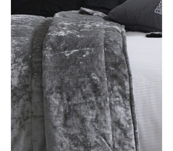 Concierge Silver Crushed Velvet Bedspread