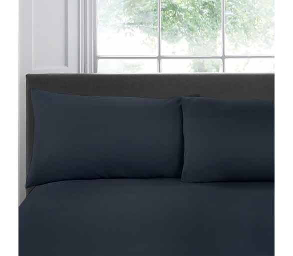 100% Cotton Pair of Housewife Pillowcases - Navy