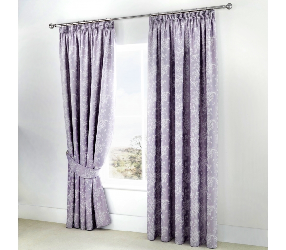 Jasmine Lavender Lined Pencil Curtains