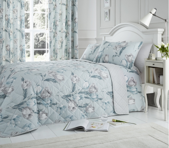 Tulip Duck Egg Bedspread
