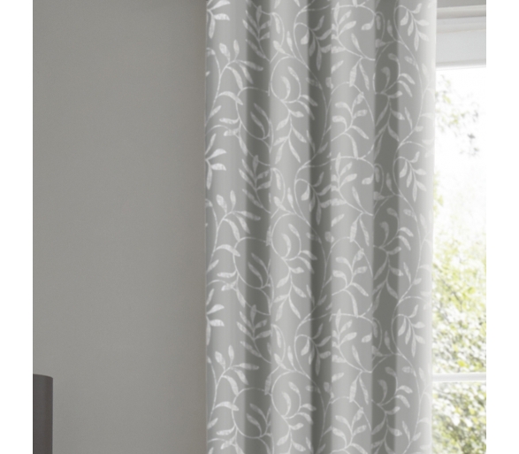 Alexa Silver -  Lined Eyelet Curtains