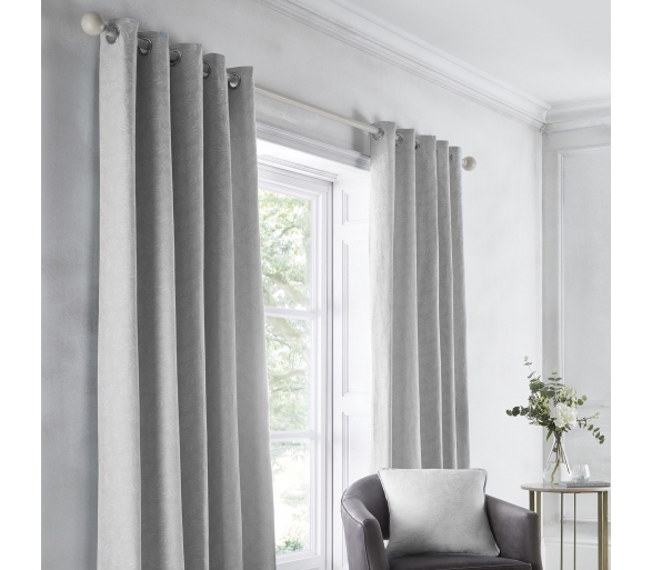 Telford - Silver Eyelet Curtains