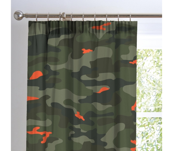 Camouflage - Green Pencil Pleat Curtains