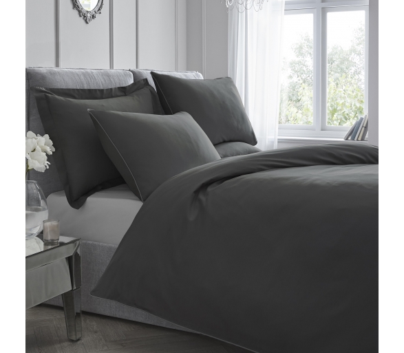 Plain Dye Duvet Cover Set - Charcoal