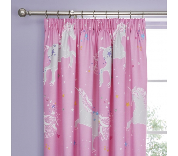 Unicorn Glow - Pink Pencil Pleat Curtains