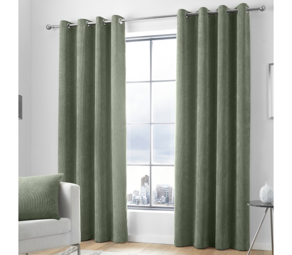 Kilbride Cord - Khaki Eyelet Curtains