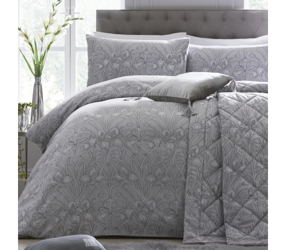 Silver Iris - Silver Duvet Cover Set