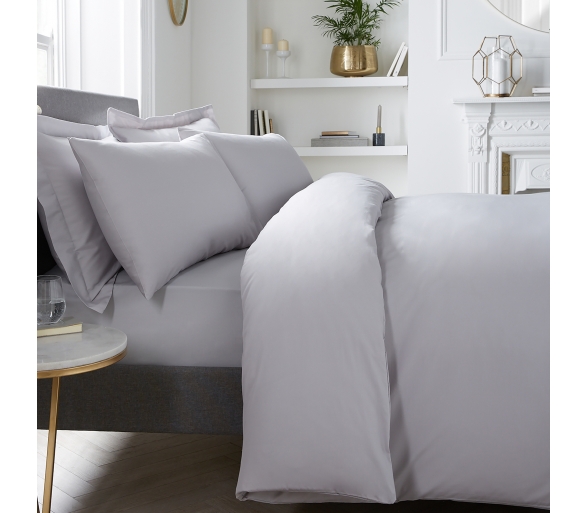 Plain Dye 400TC Duvet Cover Set - Silver