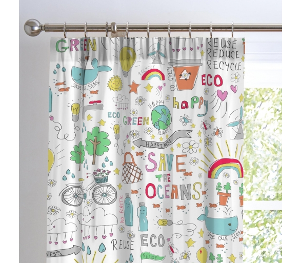 Love Our World - Multi Pencil Pleat Curtains