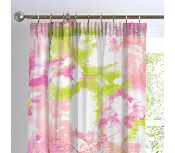 Tie Dye - Neon Pink Pencil Pleat Curtains