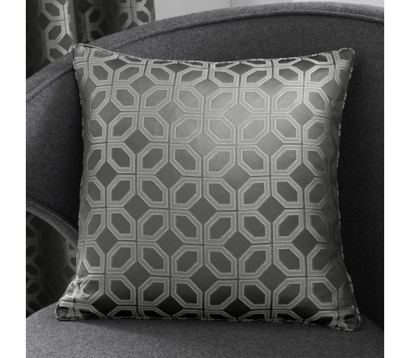 Oriental Squares - Charcoal Filled Cushion