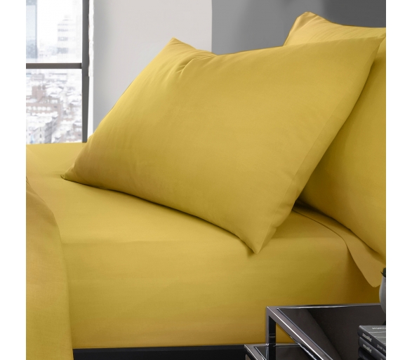 Serene Plain Dye Ochre Housewife Pillowcase (Single Pack) J