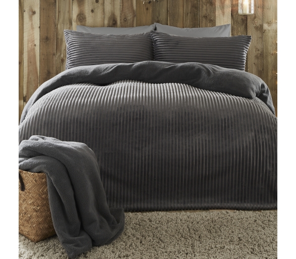 Ribbed Teddy Fleece Charcoal