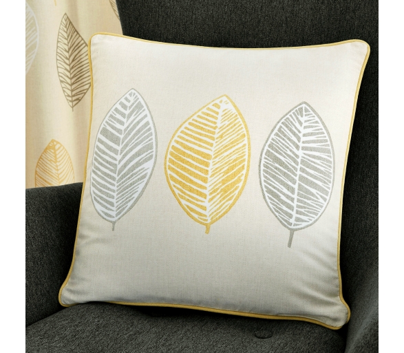 Skandi Leaf Ochre Filled Cushion