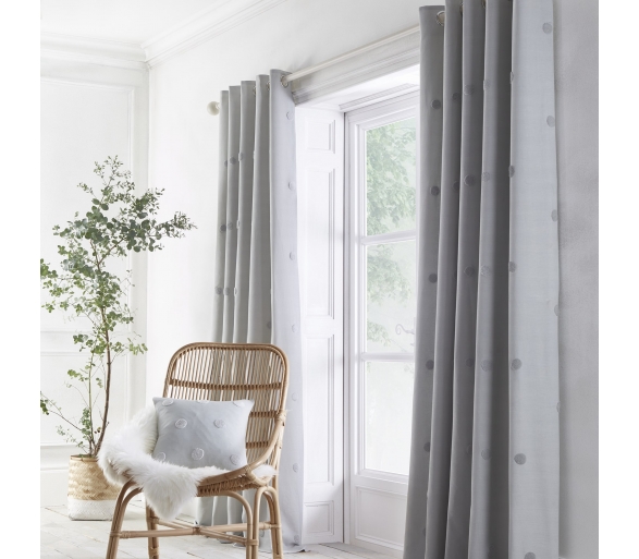 Zara - Silver Eyelet Curtains