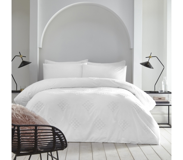 Diamond Tuft - White Bedding