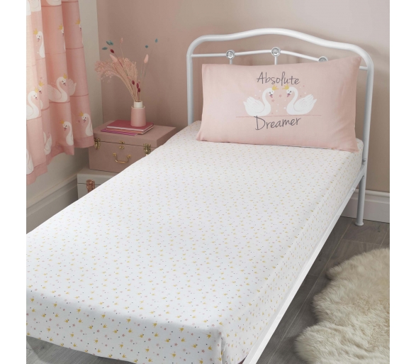 Swan - Coral Fitted Sheet