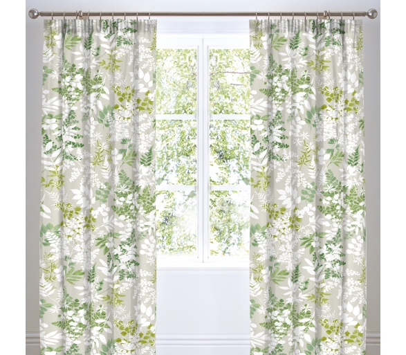 Delamere - Green Pencil Pleat Curtains